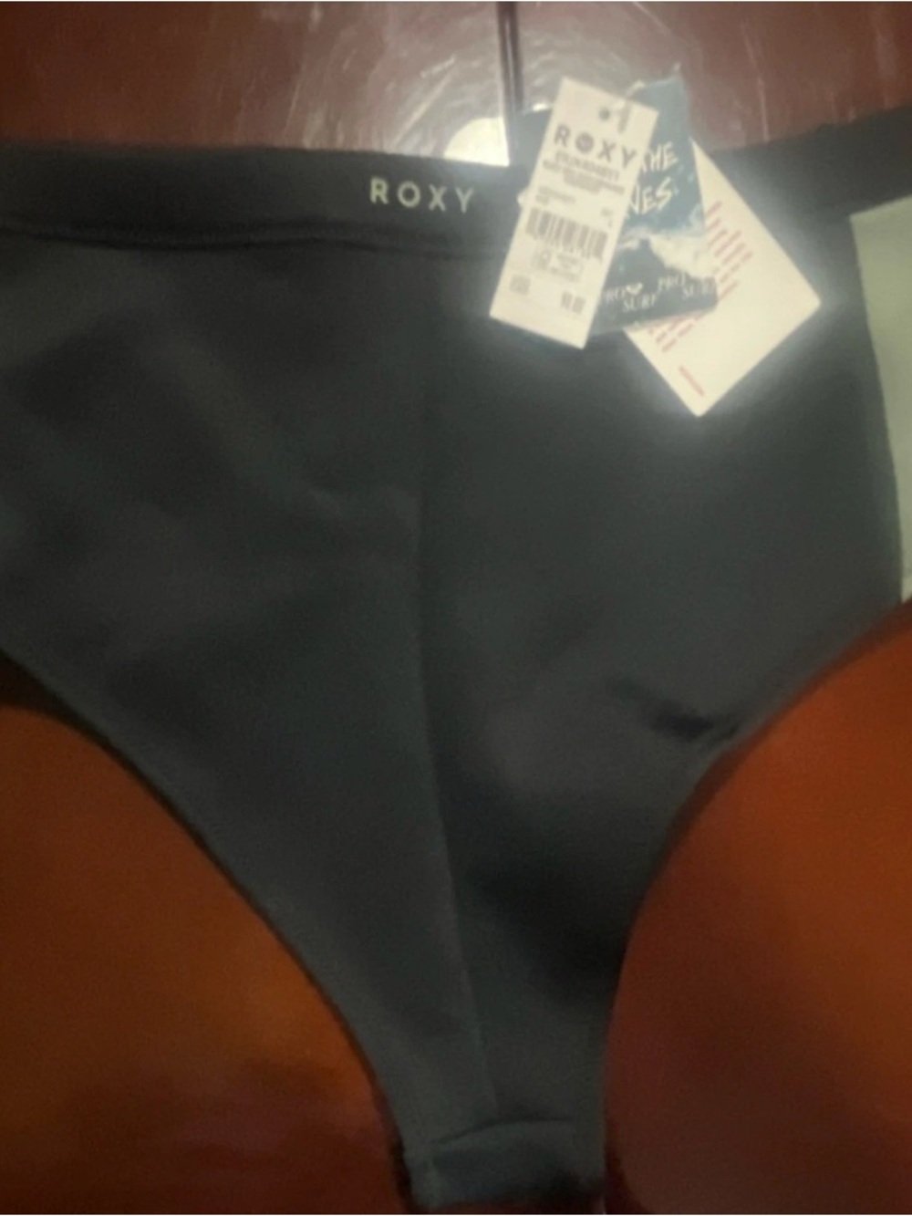 Roxy High-Waist Swim Bottoms in Navy Blue
